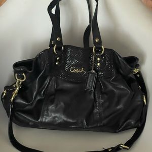 Black leather coach purse
